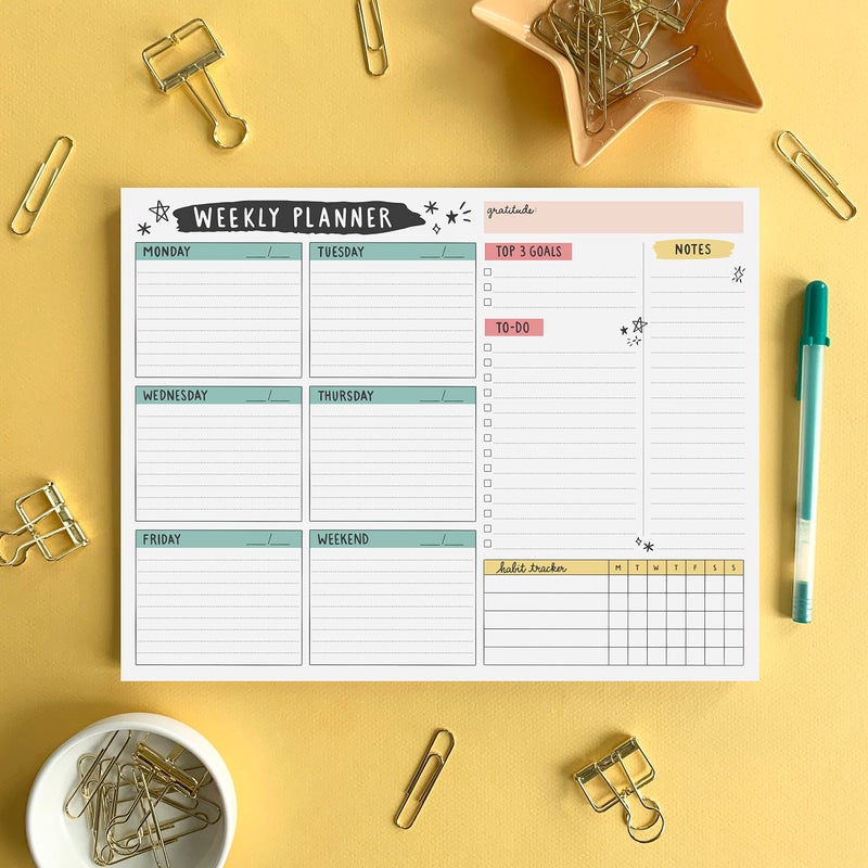 Carousel Greetings Weekly Planner Pad, 52 Letter Size Tear Off Sheets, 8.5    x 11    Undated Calendar Weekly Desk Planner Notepad, Daily Schedule Priorities To Do List for Week (Style 4) - Image 2